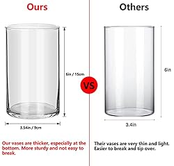 Glass Cylinder Vases Set of 12 - Hewory Tall Round