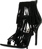 Wild Diva Womens Adele-177 Strappy Layered Fringe Stiletto Heel Dress Sandals
