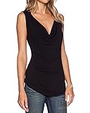 Sarin Mathews Women's V Neck Ruched Sleeveless Sexy Blouse Stretch Tank Tops