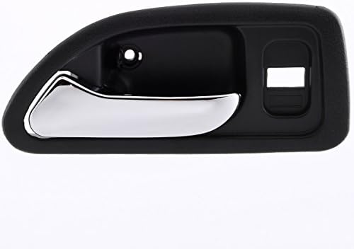 Interior Inside Front Left Driver Side Door Handle, Aftermarket fits 1994 - 1997 Honda Accord, Textured Gray / Chrome Lever, Replaces OE# 72165-SV4-A02ZC, HO1352101