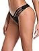 RELLECIGA Women's Shell Design Strappy Black Thong Bikini Bottom Size Small
