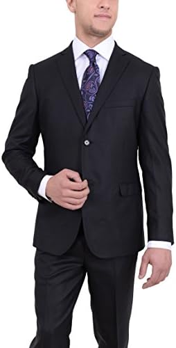 Zanetti Slim Fit Black Herringbone Two Button Wool Suit