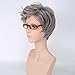 SaiDeng Women Gradient Stylish Harajuku Style Oblique Bang Cosplay Short Hair Wig Granny Gray 45cm