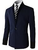 H2H Men's Solid Two-Button Center-Vent Sportcoat NAVY US M/Asia L (CMOBL014)