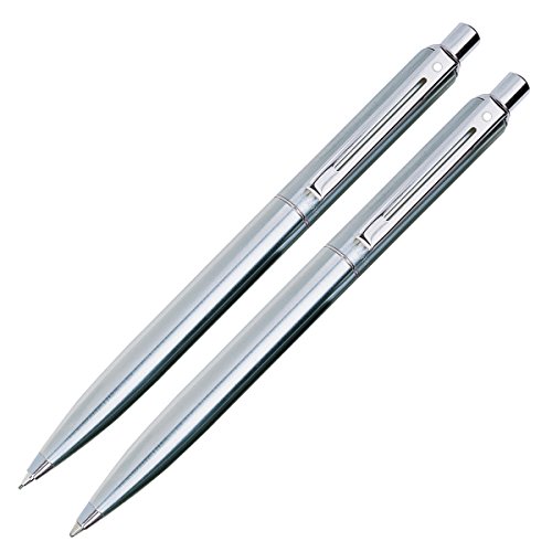 Sheaffer Sentinel, Brushed Chrome Cap & Barrel, Nickel Plate Trim, Ballpoint Pen & 0.7mm Pencil Set (E932351)