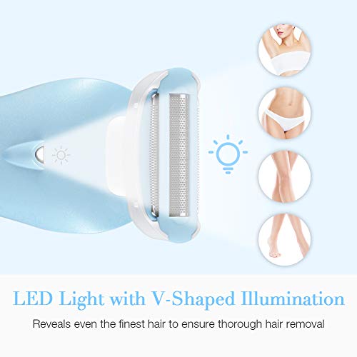 Ladies Electric Shaver, Trèsutopia 3-in-1 Blade Rechargeable Electric Razor for Women Bikini Trimmer Hair Removal for legs and Underarms, 4 Types of Heads (Electric Razor)