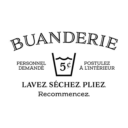 Buanderie French Vinyl Wall Decal by Wild Eyes Signs Help Needed Apply Within Wash Dry Fold Repeat, Laundry Door Sign, Utility Room Sticker, Laundry Room Decal, HH2204 - Thumbnail 2