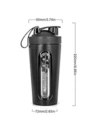 Botella de acero inoxidable para proteínas con bola de mezcla, ventana visible, bucle de transporte, a prueba de fugas, libre de BPA, modelo 2018, 2 colores