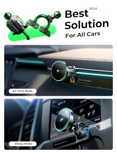 LISEN for Qi2 15W MagSafe Car Mount Charger,Super Fast Magnetic Wireless Car Charger for iPhone 16 Pro Max Accessories，Qi2 MagSafe Charger Fits iPhone 16 15 14 13 12,Samsung with MagSafe Case