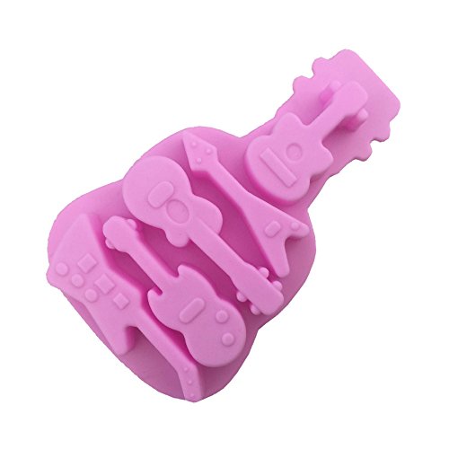 Mr.S Shop DIY Guitar Shape Ice Tray Mold Silicone 5 CAVITIES ICE CUBE TRAY MOLD MAKER JELLY PUDDING MOLD DIY ICE CREAM TOOLS