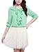 Ladies Three Quaters Sleeve Draped Flounce Detail Top Green L