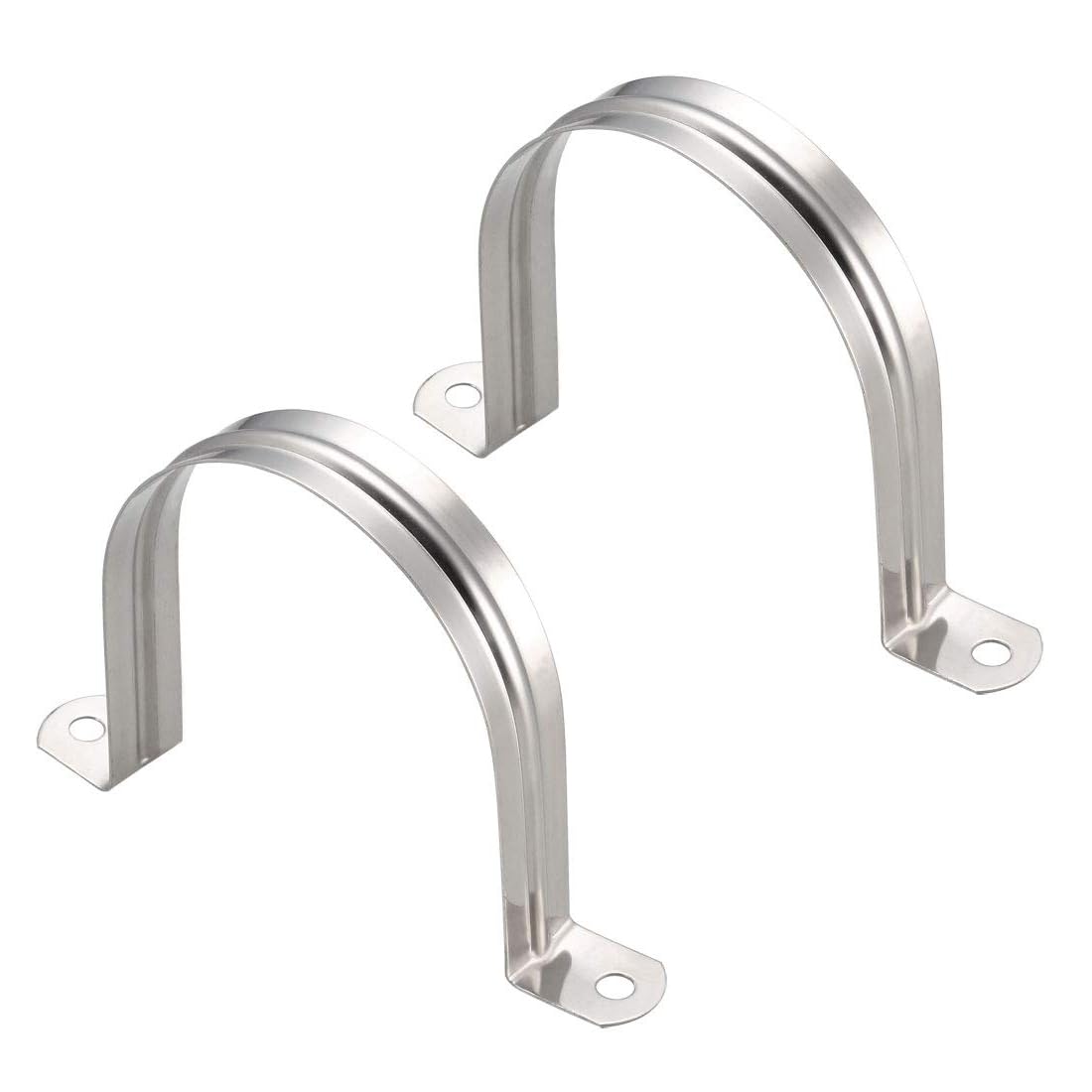 Unifizz 80mm(3.1") Rigid Pipe Strap 2 Holes U Bracket Cable Clamp, 304 Stainless Steel Tension Tube Clip Conduit Clamp Hanger 4pcs