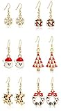 Miraculous Garden 9 Pairs Christmas Drop Dangle Earrings Jewelry Set for Thanksgiving