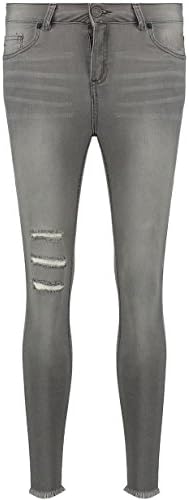 Blue Inc Woman Women Mid Rise Knee Rip Ankle Grazer Zip Fly Jeans Trousers Pants