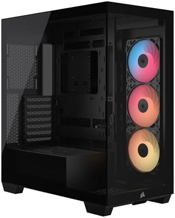 3500X RS-R ARGB Boîtier PC Mi-Tour avec Vitre Panoramique – 3 Ventilateurs RS120-R ARGB Préinstallés, Système de Fixation InfiniRail, Compatible Une Carte mère à Connexion Inversée – Noir
