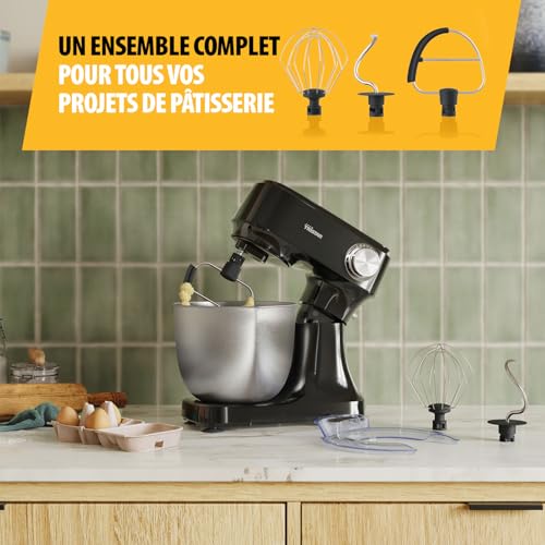 Robot Pâtissier Tristar avec Bol en Acier Inoxydable de 4,5 L, Puissance 800 W, 12 Vitesses avec Fonction Pulse, Tête Inclinable, Couvercle Anti-Éclaboussures, MX-4870