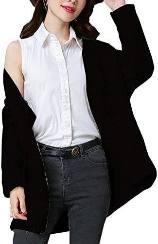 NianEr Open Front Cardigan Sweater For Women Cable Knit Oversized Cardigan Long Sleeve Pocket Chunky Mohair Cardigan
