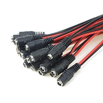 WMYCONGCONG 20 PCS Female Red Black DC Power Pigtail Female Cable Lead Plug 10in 2.1x5.5mm for CCTV DVR Camera