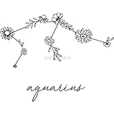 Aquarius Zodiac Wildflower Constellation - Sticker Graphic - Auto, Wall, Laptop, Cell, Truck Sticker for Windows, Cars, Trucks
