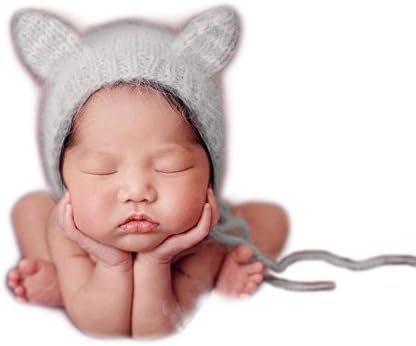 Newborn Baby Photography Props Boy Girl Crochet Costume Outfits Cute Hat (Grey)