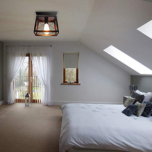 HMVPL Industrial Pendant Lighting Fixtures,Farmhouse Flush Mount Close to Ceiling Light Mini Ceiling Lamp One-Light for Kitchen Island Dining Room Bedroom Foyer Hallway