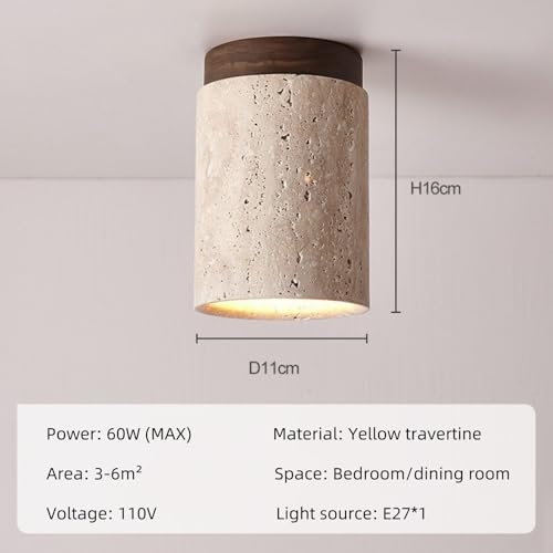 SYSR Lámparas de techo de estilo japonés wabi-sabi,Regulable lampara de techo de piedra natural,12W Retro Luz para recamara de base E27,Para pasillo,dormitorio,Isla de cocina,sala (C)