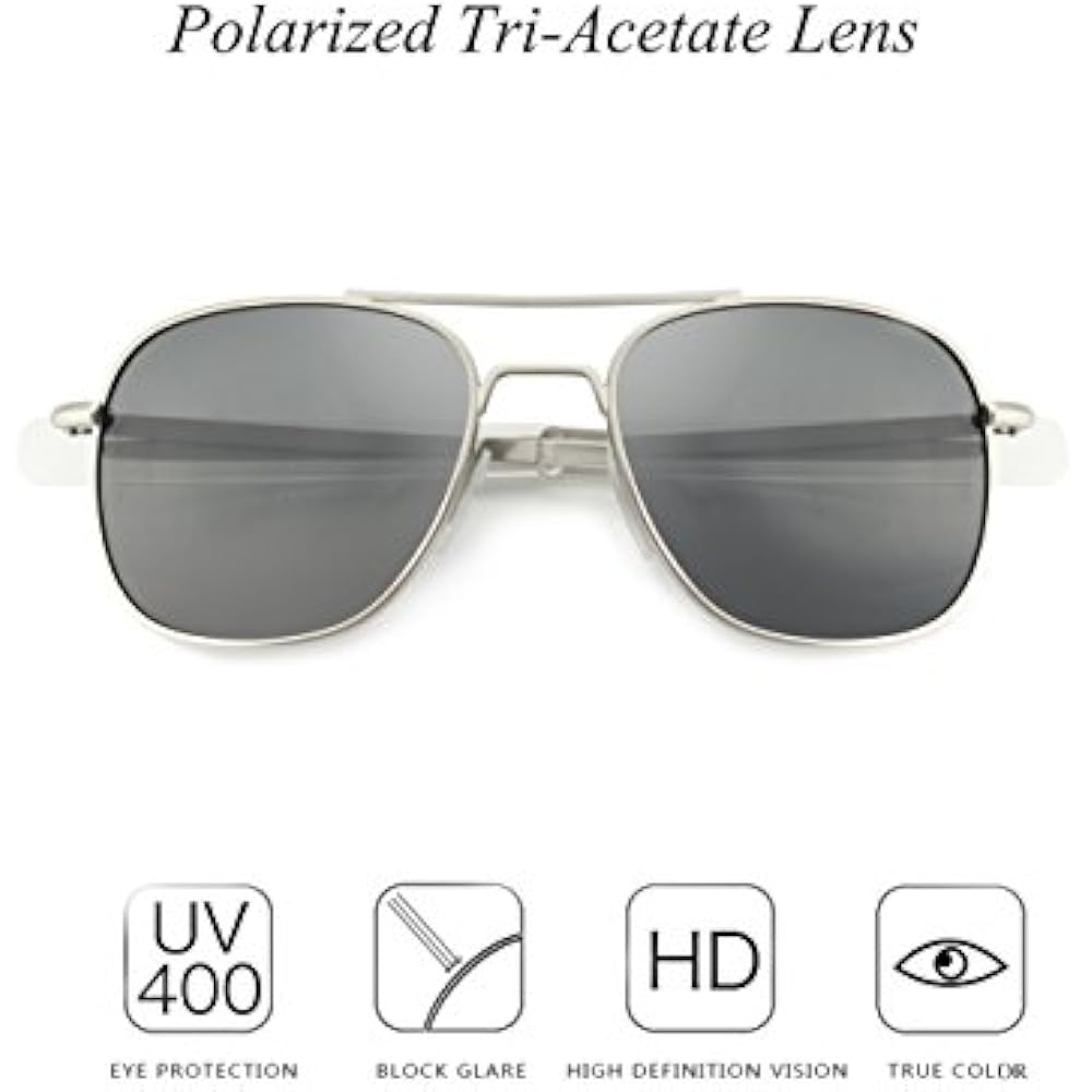 Mens Pilot Aviator Sunglasses Polarized Military Style Temples