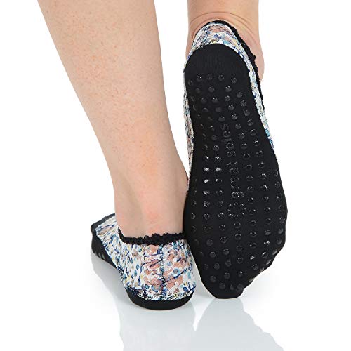Great Soles Lace Pilates Non Skid Grip Socks for Women,Yoga, Barre Floral Lace - Thumbnail 3