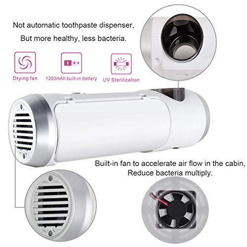 BOHON UV Toothbrush Holder with Sterilization Function Build-in Drying Fan Toothpaste Holder and 5 Toothbrush Sterilizer Holder Wall Mounted for Women Kids Baby Shower Bathroom Mirror