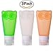 Travel Bottle Set Of 3 By KJA | 3 oz Squeezable Leak Proof Silicone Bottles BPA Free TSA Approved FDA Certified Refillable Containers For Shampoo, Lotion, Conditioner & More | With Clear Toiletry Bag
