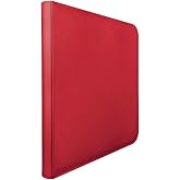 Ultra Pro Vivid 12 Pocket Card Binder with Zipper &ndash; Red, Medium | 12-pocket zippered trading card binder with 20 pages, side-loading pockets, stores up to 480 cards, acid-free, non-PVC