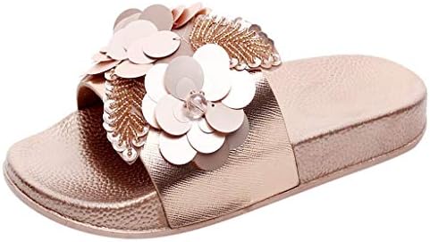 Women's Open Toe Slipper,CSSD Ladies's Flat Anti-Slip Bath Slipper Shower Shoes Round Head Slipper (6.5, Gold)