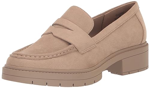 Anne Klein Women Ulysses Chunky Heeled Penny Loafers, Sandstone, 9.5, M