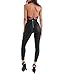 Gobought Women's Rose Embroidery Backless Lace Up Bodysuit Tops