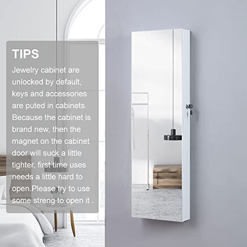 GISSAR Full Length Mirror Jewelry 6 LEDs Jewelry Armoire Wall Mounted Over The Door