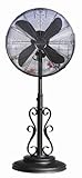 DecoBREEZE Adjustable Height Oscillating Outdoor Pedestal Fan, 18 In, Ebony