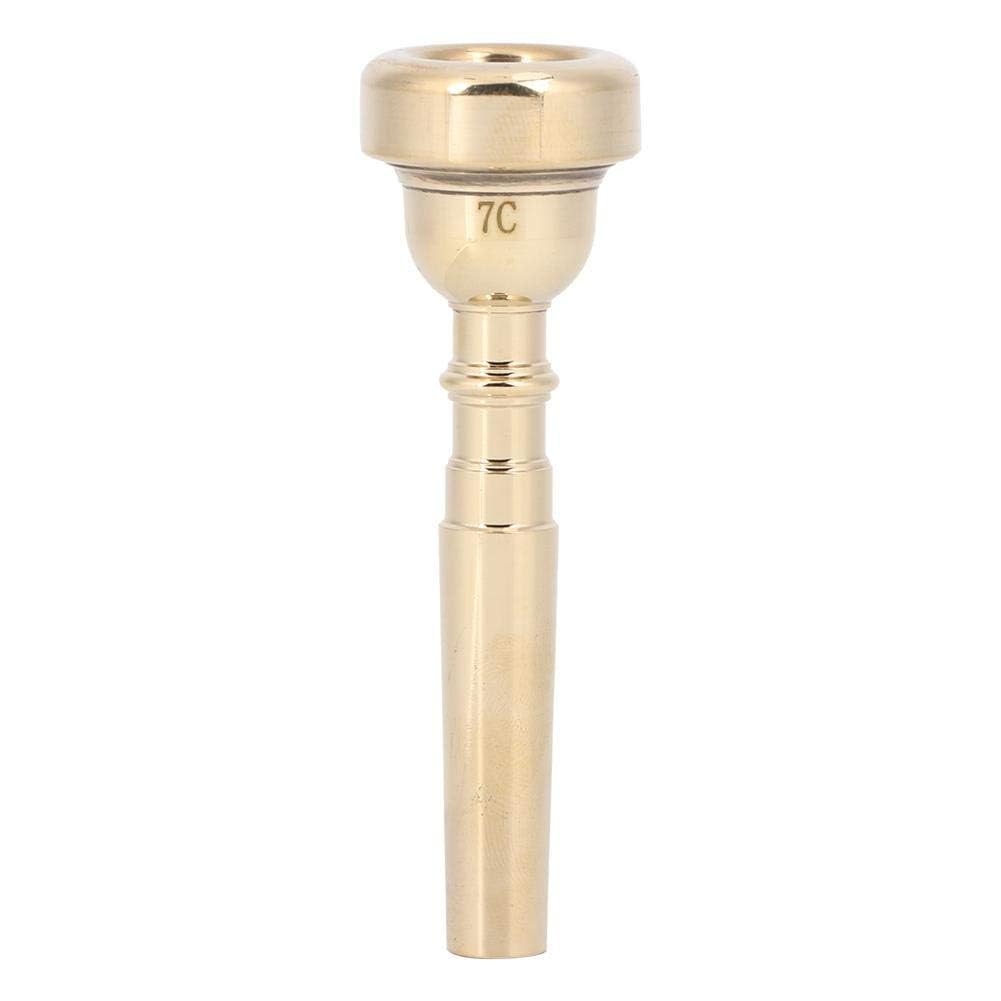 VBESTLIFE Brass Trumpet Mouthpiece, Durable Stylish Bb Tone Metal Instrument Accessory (Gold 7C)