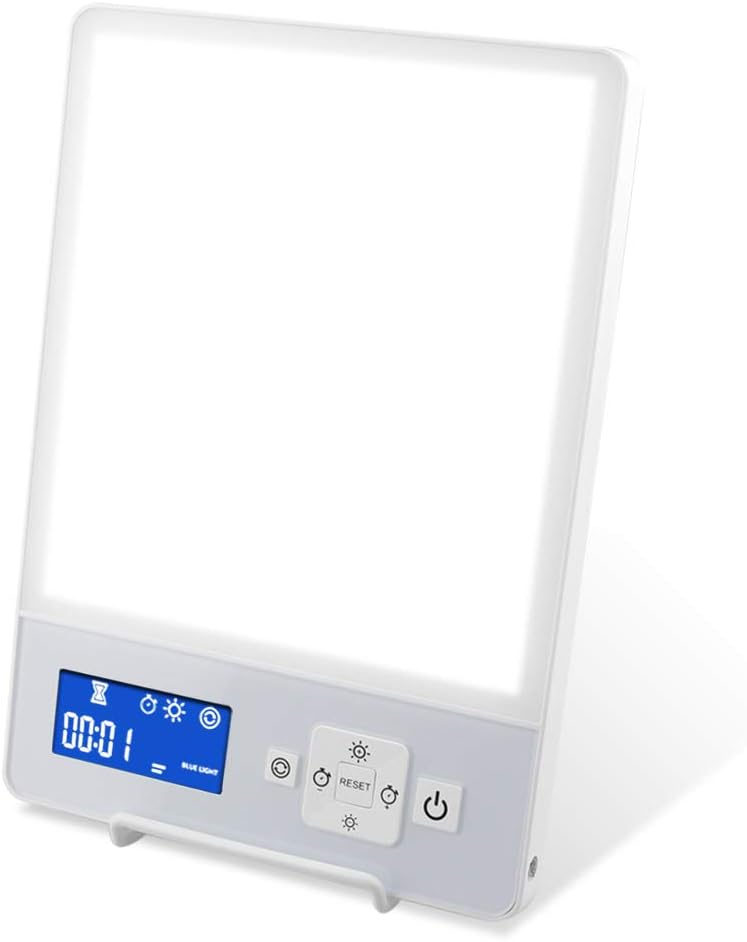 Daylight Lamp 10000 Lux Daylight Lamps Blue and White Double Color Therapy Lamp for Seasonal Affective Disorder, Sleep Disorders Light Shower etc(White2)