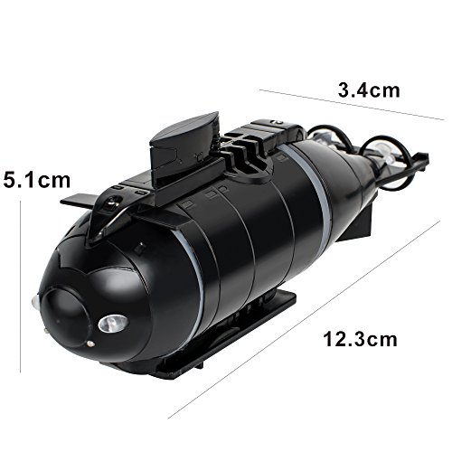 Mini Remote Control Submarine Boat, Vinmax Mini RC Water Boat Toy Plastic Race Boat Model Ship Electronic Waterproof Diving in Pools Lake Ponds Toy Gift (Black)