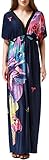 Wantdo Women's Deep V Neck Maxi Dress Boho Backless Casual Long Skirt Plus Size