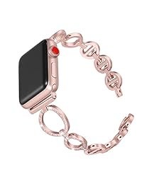 Secbolt 1.496 in 1.575 in Bling correas compatible Apple Watch Series 4 1.575 in, Series 3 2 1 1.496 in, reloj para mujer, correa de acero inoxidable de correa en eslabones, 4 colores disponibles, SEA4KK 054