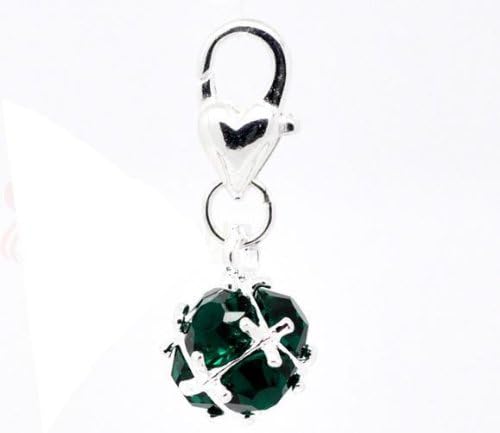 Divine Beads Silver Plated May Birthstone Clip on Charm Bead fits Thomas Sabo and other European style Clip on Charm bracelets