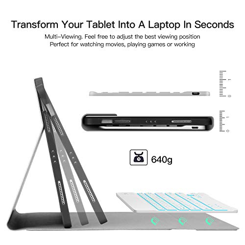 iPad Air 4 10.9 BacklitKeyboard Case 2020 JUQITECH Smart Case with Wireless Tablet Detachable