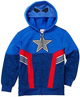 Marvel & DC Comics Boys Zip Up Fleece Hoodie Jacket (5, Captain America)