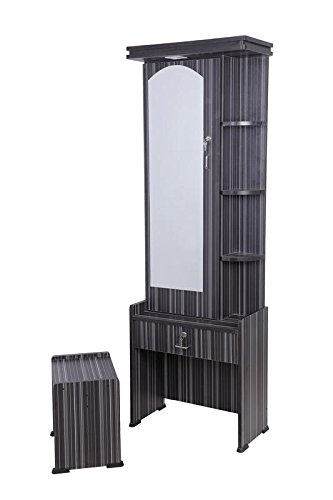 Generic Wood Accessories Organizer with Mirror and Storage (Black, Standard)