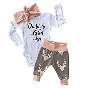 Image of Newborn Infant Baby Girl Romper Pants Bodysuit Outfits Set (0-3 Month) White