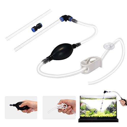 Lukovee Aquarium Gravel Cleaner, Fish Tank Vacuum Cleaner Kit Tool with 2 Extendable Pipe, Glass Scraper, Water Flow Controller Clamp, (Fish Aquarium Cleaner)