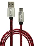 Bastex Gator Skin Rugged Heavy Duty Durable High Speed USB 2.0 Micro USB Charger Cable (2.6 ft) for Galaxy S7 / S7 Edge S6 S5 Note 5 LG G4 and other devices - Red