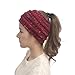 Winter Warm Wool Crochet Knit Hat Headgear,Crytech Women’s Ponytail Messy Bun BeanieTail Knitting Headband Fleece Lined Head Wrap Cap Soft Stretch Cable Knitted Ribbed Skull Hat for Girls (Red)thumb 2