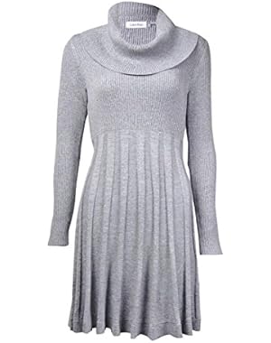 Womens Cowl Neck Metallic Sweaterdress